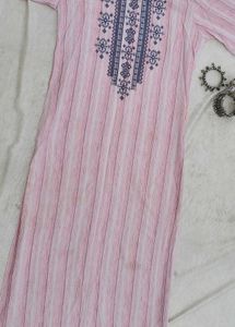 Price Drop !Embroidered Stylish Pink Straight Kurt