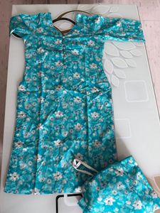 Teal Floral Kurta Set