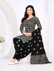 Black &amp; White Printed Pure cotton suit