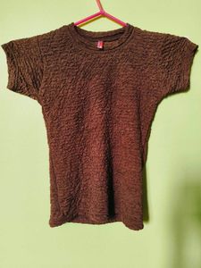 Brown Short Sleeve Top