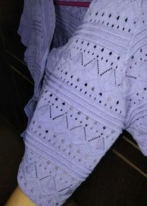 Chic Lilac Crochet Knit Top