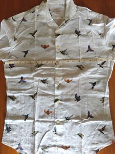 White Shirt With Bird Print