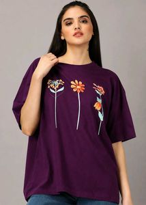 Floral Print Drop-Shoulder Pure Cotton Ove