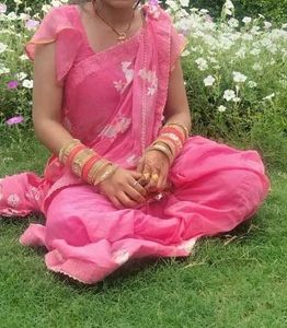 Elegant Pink Floral Saree