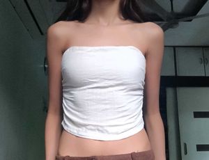 White Strapless Tube Top