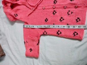 [unisex]Handmade Adorable Pink Hooded Knit Sweater