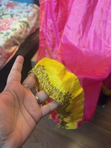 Vibrant Yellow &amp; Pink Lehenga Choli Set
