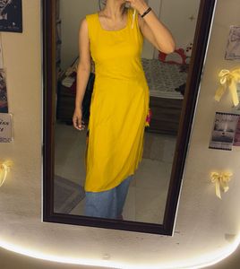 Vibrant Yellow Sleeveless Kurta