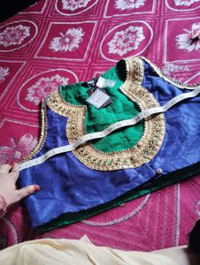 Elegant Blue &amp; Green Embellished Coti