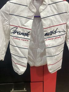 Boy's White Striped Jacket