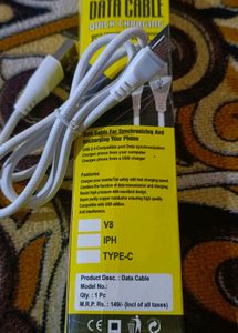 New USB Data Cable | 2.4A Fast Charging