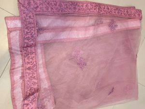 Stunning Pink Mauve Embroidered Lehenga Skirt