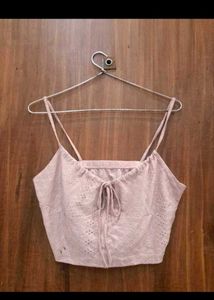 Cute Lilac Eyelet Tie-Front Crop Top