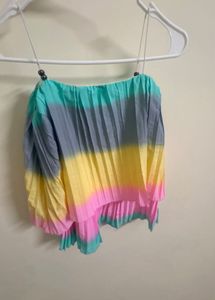 Pleated Tie-Dye Spaghetti Strap Top