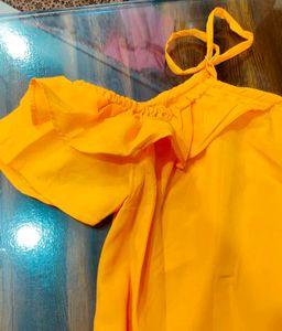 Mustard Yellow Cold Shoulder Ruffle Dress