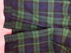 Korean Plaid green school girl Flared Skirt