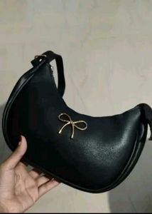 Chic Black Bow Hobo Bag
