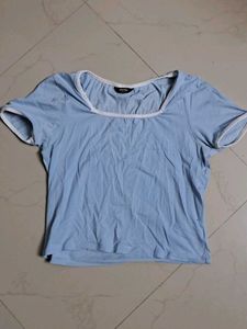 Cute Pastel Blue Square Neck Top