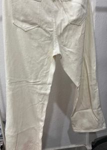 Cream Wide Leg Jeans