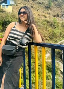 Black Denim Front Slit Midi Skirt