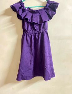 Purple Off-Shoulder Ruffle Dress