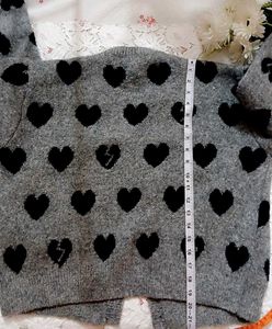 Grey Heart Print Cardigan