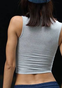 Grey Square Neck Crop Tank Top