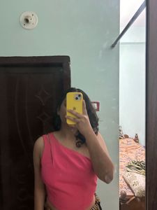 Hot Pink One-Shoulder Statement Crop Top