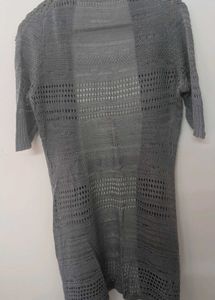 Gray Knit Open Front Shrug