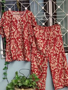 women cord set cotton fabric