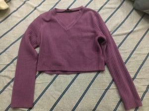 Ribbed Purple Knit Top