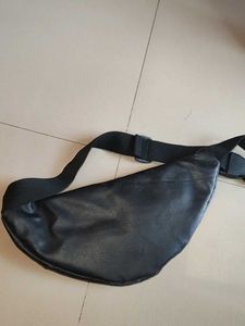 Black Faux Leather Fanny Pack