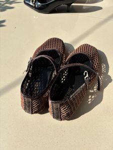 Mesh Ballet Flats with Strap