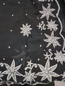 NEW Pure Georgette Heavy Work Black Saree