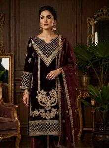Elegant Velvet Kurta Set with Dupatta