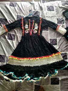 Embellished Black Kurta Set