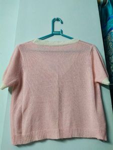 Pink Knit Cardigan Top