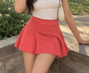 Coral Flared Mini Skirt