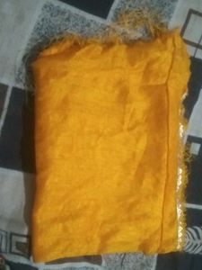 Elegant Yellow Saree with Golden Print