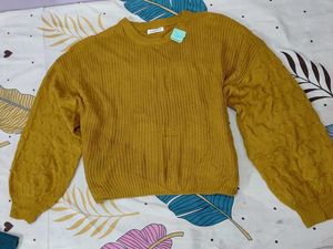Mustard Knit Sweater for Plus Size