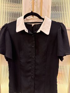 Classic Black & White Collared Top