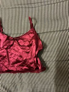 Burgundy Satin Cami Top