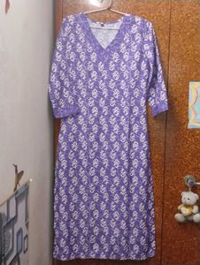 Purple Printed Kurta Set without Dupatta