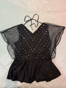 BRAND NEW -Sparkly Black Halterneck Bikini Top