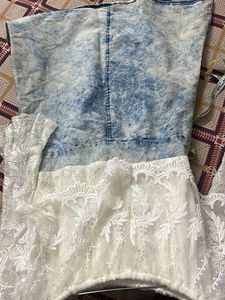 Lace Top Denim Mini Dress
