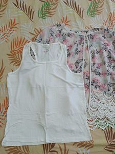 White Tank Top with Floral Kimono