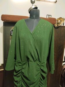 Green Ruched Bodycon plus size  Dress