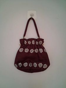 Maroon Floral Clutch Bag