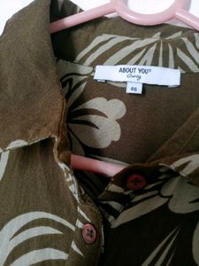 Very Beautiful Tawny Print Linen Tierd Dress