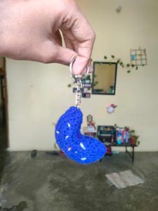 Crocheted Moon Keychain
